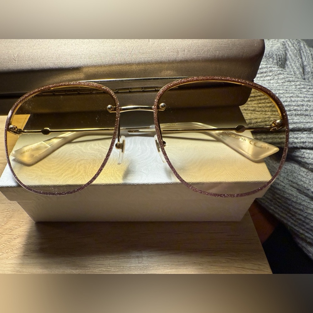 Gucci Pink Glitter and Gold Sunglasses